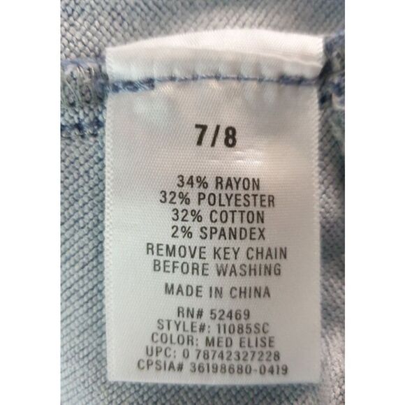 Girls Denim Stretch Jeans 7/8 Adjustable Waist Skinny Leg NWOT - Picture 5 of 5